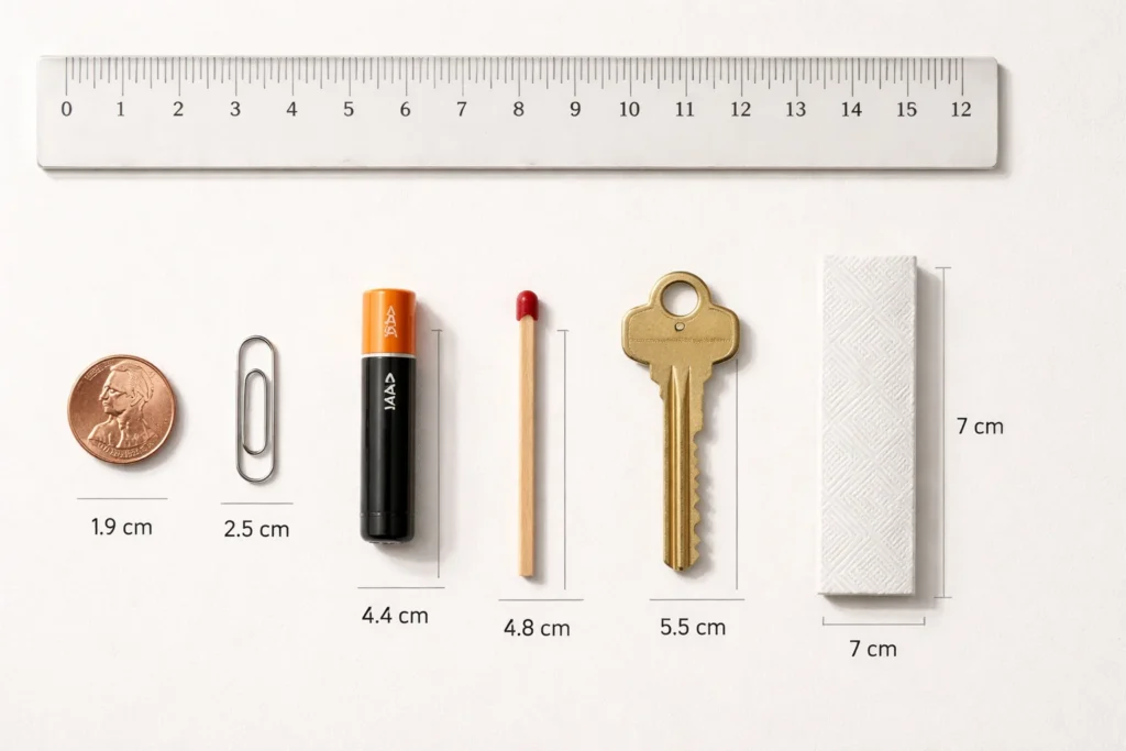 objects shorter than 10 cm size comparison everyday items