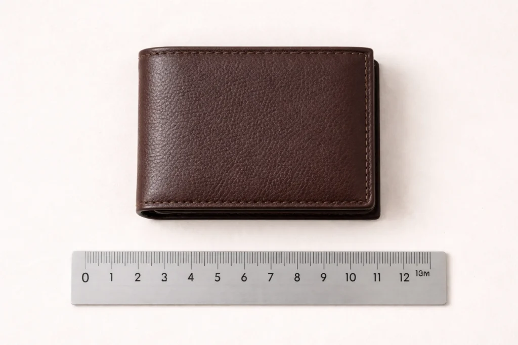 folded bifold wallet width 10 cm size reference everyday carry