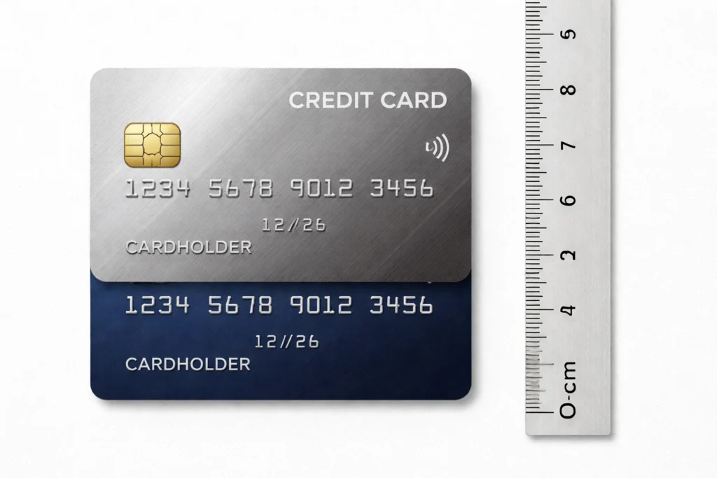 two credit cards height stacked 10 cm comparison