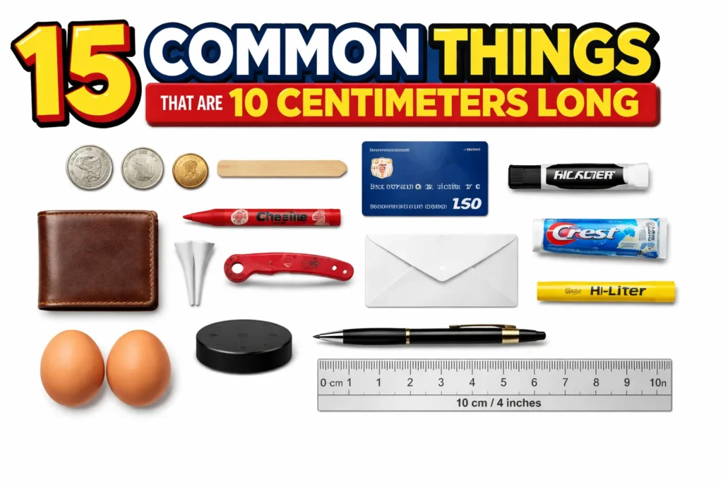 everyday objects that are 10 cm long real life size reference USA