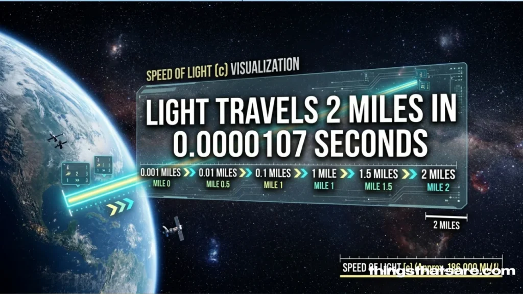 Two miles is about the distance light travels in 0.0000107 seconds
