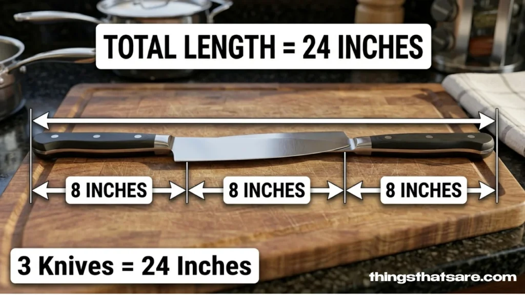 Three Standard 8-Inch Chef Knives End-to-End